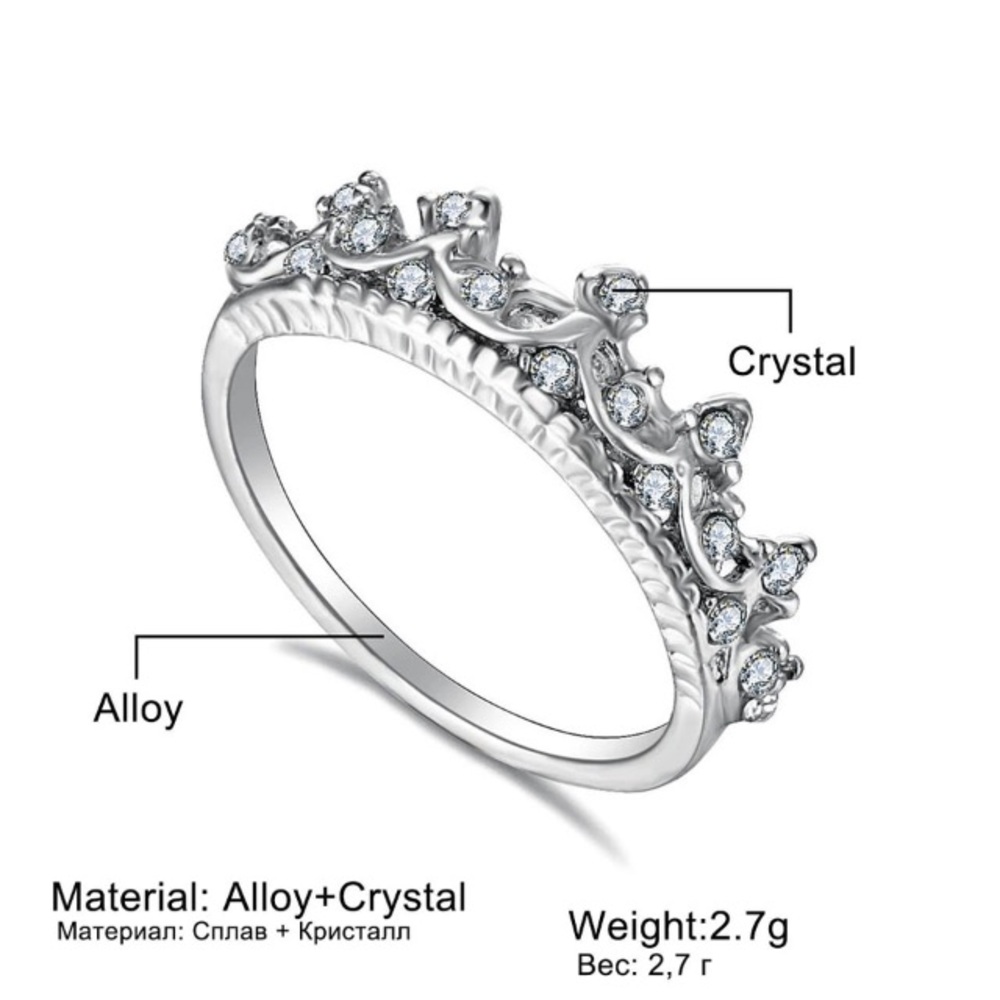 NEW!💙💎BEAUTIFUL! CROWN 👑 RING!💎💙7 SILVERY! - Picture 6 of 8
